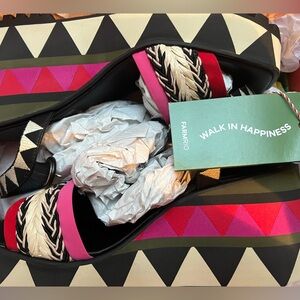FARM Rio Brazil Shoes Platform Ankle Strap Wedge Sandals Aztec Print 42 11 Vegan